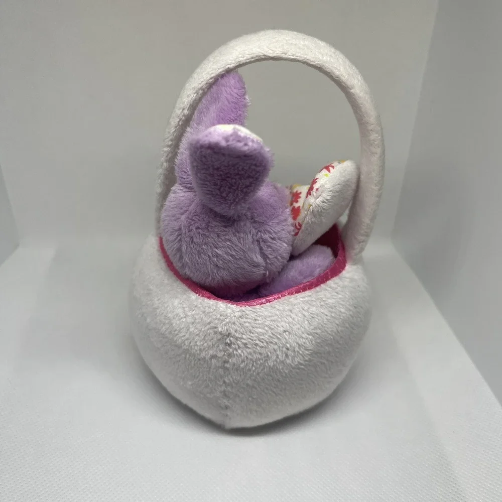 Rare Build A Bear Plush Bunny Rabbit Easter‎ Basket 6 in Tall White Floral Ears
